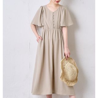 ナチュラルクチュール(natural couture)の今季！新品タグ付き未使用！ひらりフレアスリーブレディワンピース(ロングワンピース/マキシワンピース)