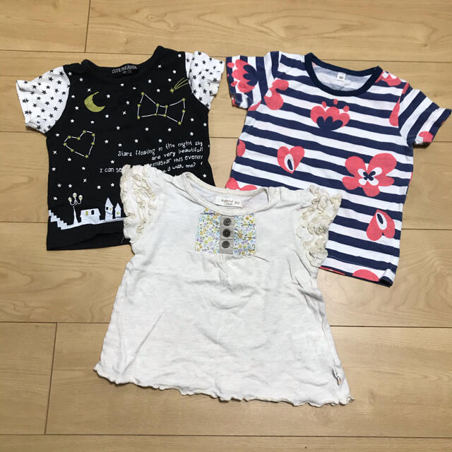 キムラタン(キムラタン)のてるみ様専用★90サイズ 3枚セット 半袖Tシャツ 女の子  キッズ/ベビー/マタニティのキッズ服女の子用(90cm~)(Tシャツ/カットソー)の商品写真