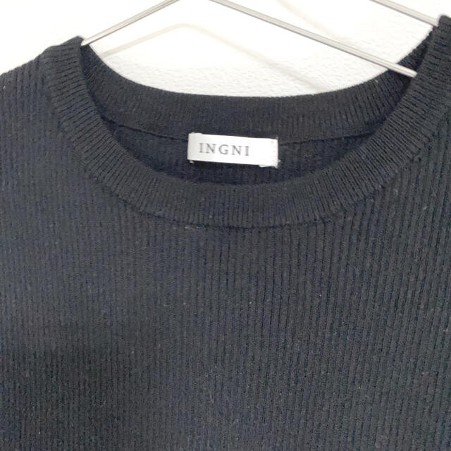 INGNI(イング)のリブフレンチスリーブニット INGNI BLACK🖤 レディースのトップス(カットソー(半袖/袖なし))の商品写真