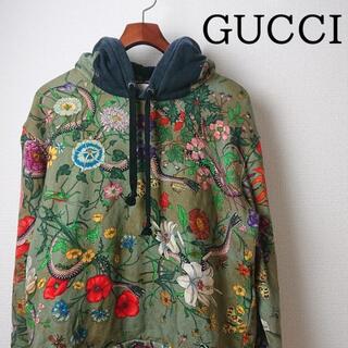 グッチ(Gucci)のGUCCI グッチ フローラスネーク パーカー フーディー オリーブグリーン S(パーカー)