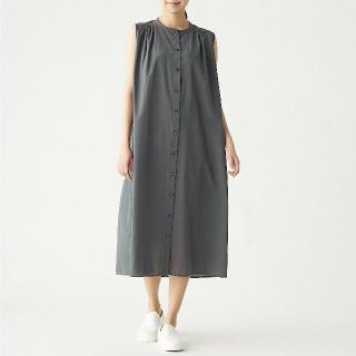 ムジルシリョウヒン(MUJI (無印良品))の★新品★ 無印良品 強撚 ノースリーブワンピース ／ミディアムグレー／XL(ひざ丈ワンピース)