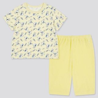 ユニクロ(UNIQLO)のユニクロ　スヌーピー　ピーナッツ ドライパジャマ　キッズ　半袖　黄色　110(パジャマ)