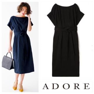 アドーア(ADORE)の【美品】アドーア⭐️定42900円 ADORE リネンレーヨン ワンピース 36(ひざ丈ワンピース)