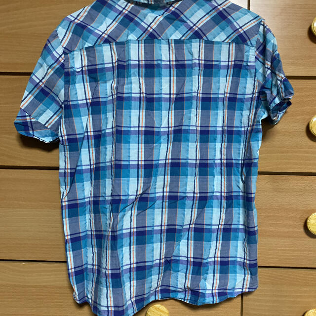 UNIQLO(ユニクロ)の青ギンガムチェックシャツ　ブラウス レディースのトップス(シャツ/ブラウス(半袖/袖なし))の商品写真