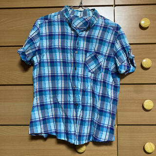 ユニクロ(UNIQLO)の青ギンガムチェックシャツ　ブラウス(シャツ/ブラウス(半袖/袖なし))