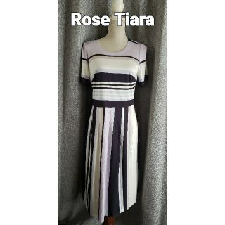 ローズティアラ(Rose Tiara)の大変美品　訳あり　Rose Tiara   綺麗な配色のニットワンピース(ひざ丈ワンピース)