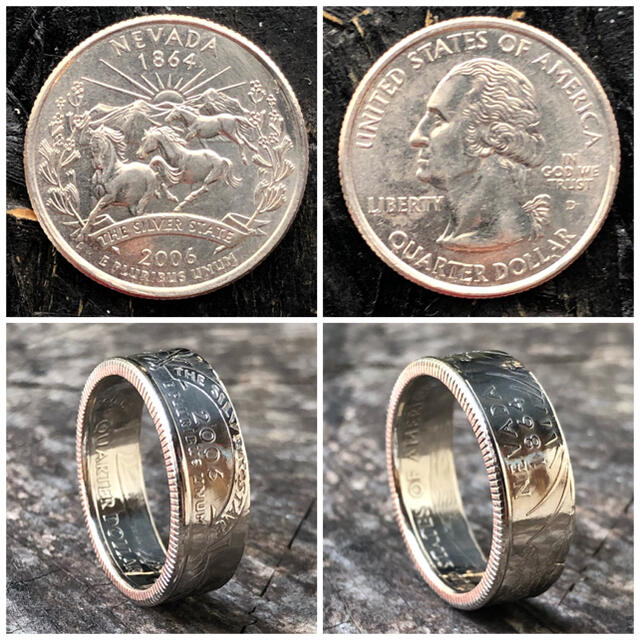 アメリカ25セントコインリング 指輪 コインアクセサリー アメリカン