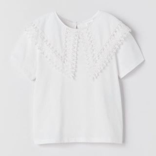 ザラキッズ(ZARA KIDS)のZARA kids ビブカラー ビッグカラー 襟付き Tシャツ 半袖(Tシャツ/カットソー)