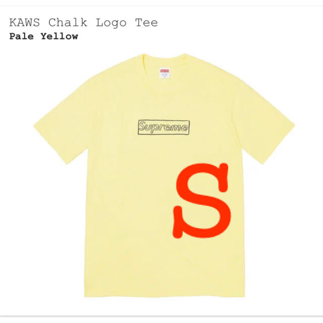 supreme KAWS Chalk Logo Tee シュプリーム  TシャツPaleYellowSIZE