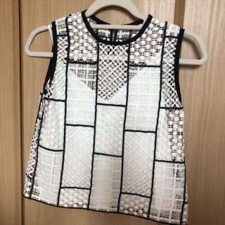 ダブルスタンダードクロージング(DOUBLE STANDARD CLOTHING)のブロッキングレースノースリブラウス(シャツ/ブラウス(半袖/袖なし))