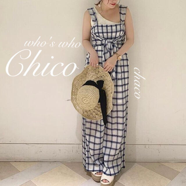 who's who Chico(フーズフーチコ)の僅か新品¥7452【Chico】チェック柄2wayベアパンツ サロペット  レディースのパンツ(サロペット/オーバーオール)の商品写真