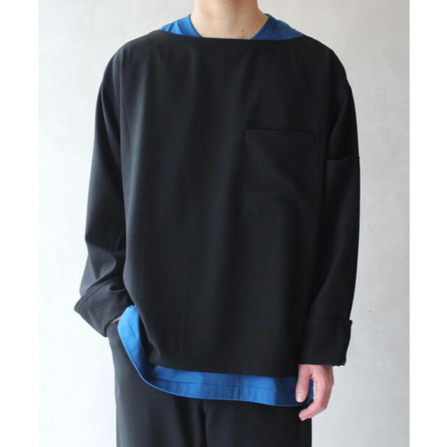 SUNSEA SNM-Blue2 w／耳　Boat-neck shirt