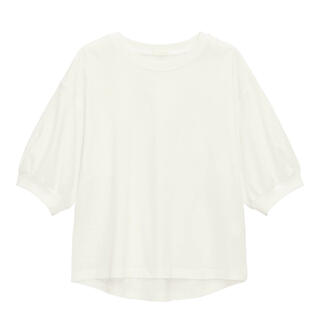 ジーユー(GU)のGU【ボリュームスリーブクロップドT(5分袖)】白・X L size(Tシャツ(半袖/袖なし))