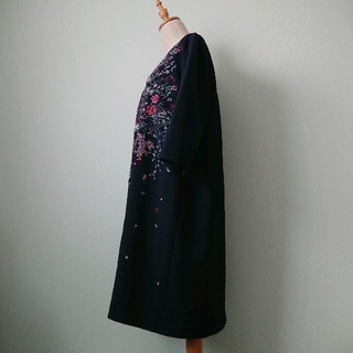 【豪華】美品 ローズティアラ フラワー刺繍 ロングワンピース 大きいサイズ 46
