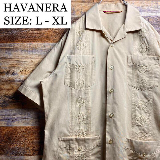 HAVANERAハバネラキューバシャツメキシカンシャツ半袖メンズベージュxl