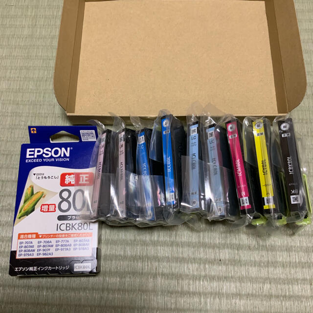 EPSON(エプソン)の　EPSON純正インクカートリッジ未使用未開封10本 スマホ/家電/カメラのPC/タブレット(PC周辺機器)の商品写真
