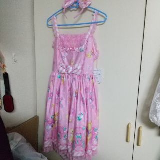 アンジェリックプリティー(Angelic Pretty)のトイファンタジー ジャンパースカート&カチューシャ ピンク(ひざ丈ワンピース)