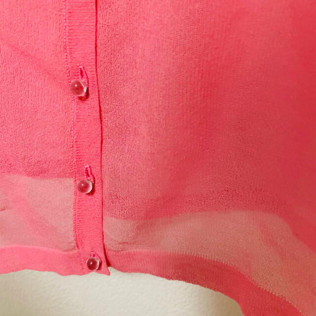 透けカーディガン　ピンク　シースルー　薄手　トップス　カットソー　羽織り　長袖 レディースのトップス(カーディガン)の商品写真
