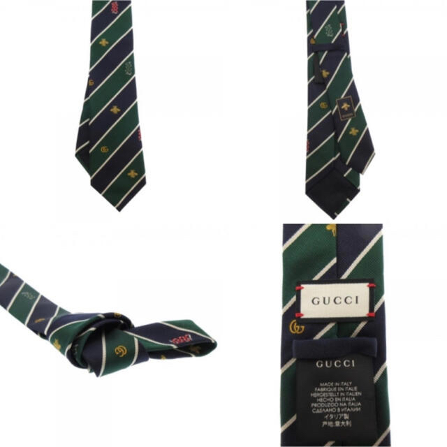 GUCCI ネクタイ GGスネーク ビー モチーフ レジメンタルタイ GUCCI ネクタイ GGスネーク ビー モチーフ レジメンタルタイ
