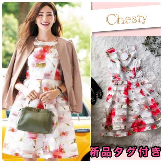 ０お色新品タグ付  ♡フラワーワンピース♡ chesty