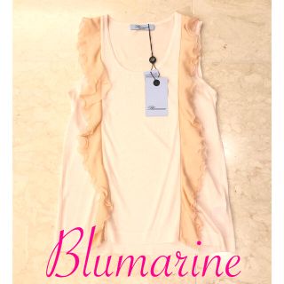 ブルマリン(Blumarine)の大幅値下　新品　Blumarine ブルマリン　シルク　ピンク　フリル　トップス(カットソー(半袖/袖なし))