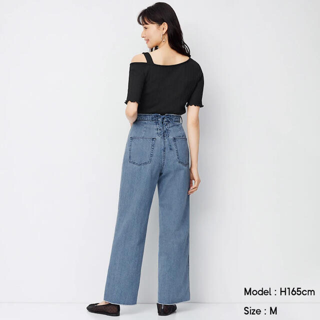 GU - デニムレースアップストレートパンツQ+EC 新品未使用タグ付き GU
