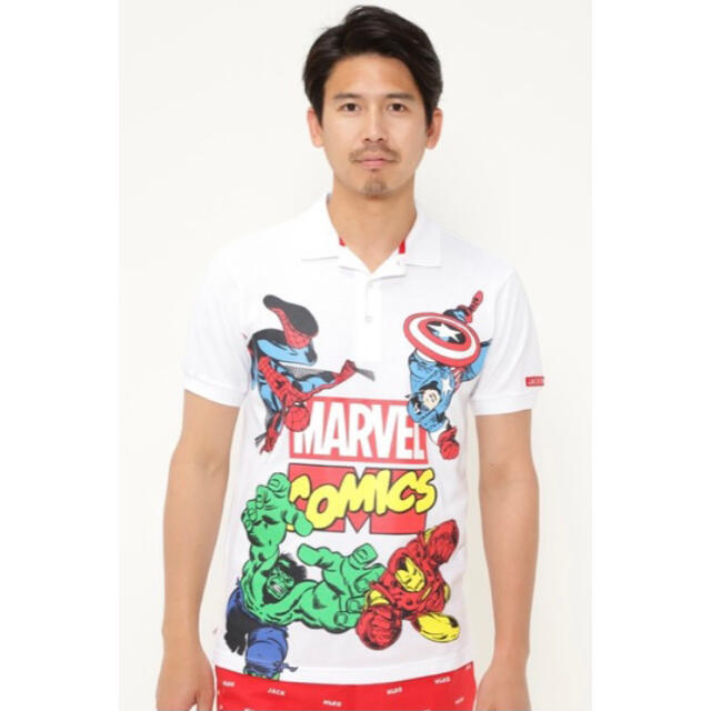 新品 パーリーゲイツ ジャックバニー MARVEL 半袖ポロシャツ(4)M/白 7