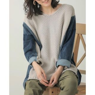 ブージュルード(Bou Jeloud)の柄編みデニムコンビニットプルオーバー(Tシャツ(長袖/七分))