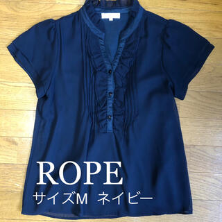 ロペ(ROPE’)のROPE シフォン　半袖ブラウス　ネイビー(シャツ/ブラウス(半袖/袖なし))
