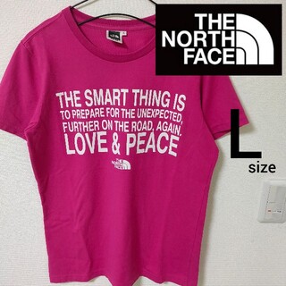 ザノースフェイス(THE NORTH FACE)の美品 ザノースフェイス ピンク 半袖Tシャツ カットソー レディース Lサイズ(Tシャツ(半袖/袖なし))