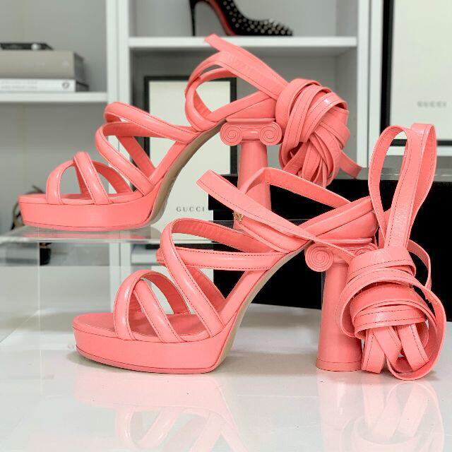 CHANEL - 495 シャネル レザー ストラップ サンダル ピンクの通販 by