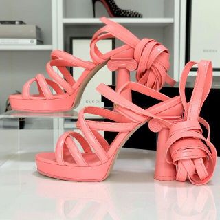 CHANEL - 495 シャネル レザー ストラップ サンダル ピンクの通販 ...
