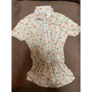 花柄シャツワンピース　オールインワン　値下げ300円(オールインワン)