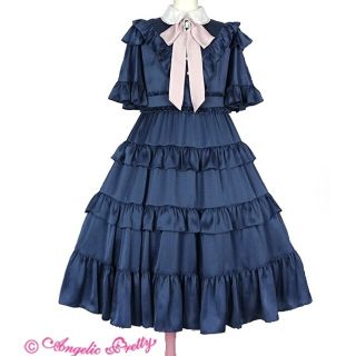 アンジェリックプリティー(Angelic Pretty)のclassy lady フリル ワンピース 紺 ネイビー ロリータ ロリィタ(ロングワンピース/マキシワンピース)