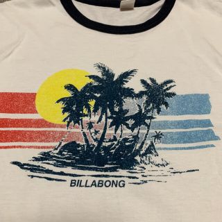 ビラボン(billabong)のBILLABONG    トリムTシャツ  白　M  南国　ヤシの木夕日ビラボン(Tシャツ/カットソー(半袖/袖なし))