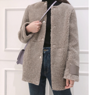 IENA ボアコート(ノーカラージャケット)
