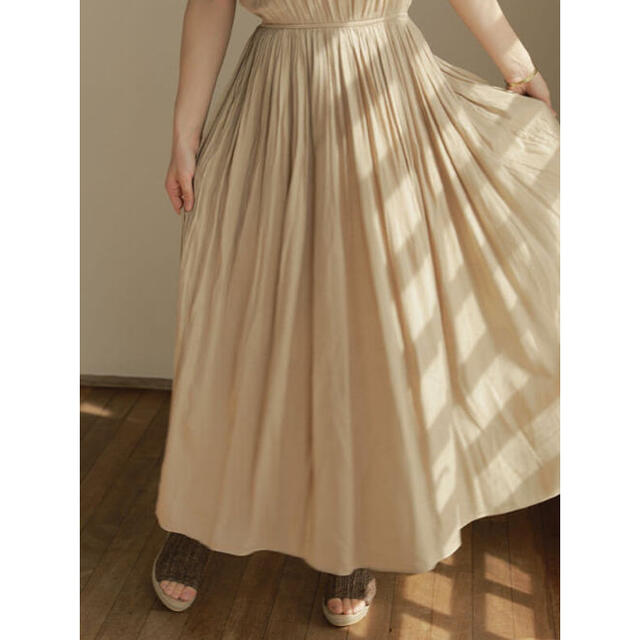 ACYM  Sheer pleats long ワンピース　ベージュ