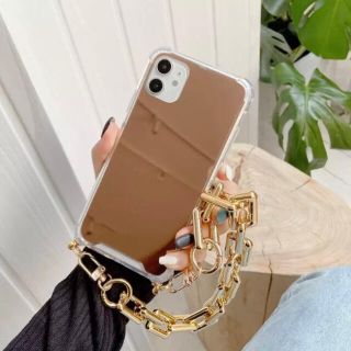 金メッキミラーアクリルチェーンストラップブレスレットソフトフォンケース(iPhoneケース)