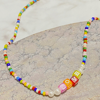 colorful LOVE Pearl necklace ビーズネックレス