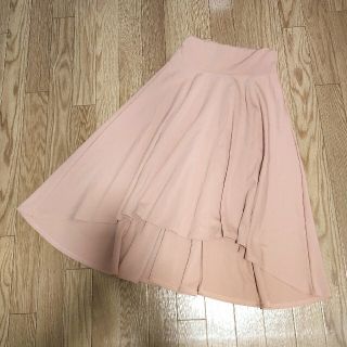 新品★ゆったりサイズ★ミモレ丈ヘムラインドレープスカート★ピンク★フリーサイズ(ひざ丈スカート)