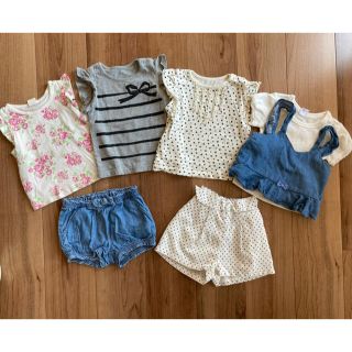 ベビーギャップ(babyGAP)の【まとめ売り】GAP バースデー　女の子　80 Tシャツ　ハーフパンツ　(Ｔシャツ)