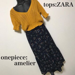 ザラ(ZARA)の美品　ZARA　トゥデイフル　アメリヴィンテージ(カットソー(半袖/袖なし))