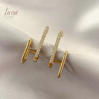 スタージュエリー(STAR JEWELRY)のDouble line cuff pierce ★S925 post gold(ピアス)