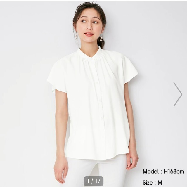 GU(ジーユー)のGU エアリーバンドカラーシャツ  レディースのトップス(シャツ/ブラウス(半袖/袖なし))の商品写真