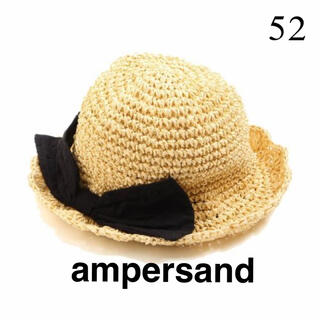 アンパサンド(ampersand)の新品【アンパサンド】折り畳み ハット 帽子 麦わら帽子 リボン スカラップ 52(帽子)