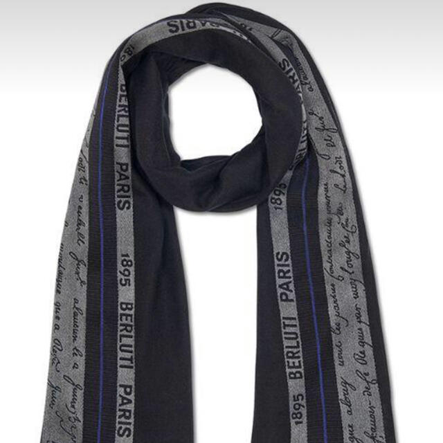 新品 Berluti ベルルッティ ロゴ&スクリットウールスカーフ