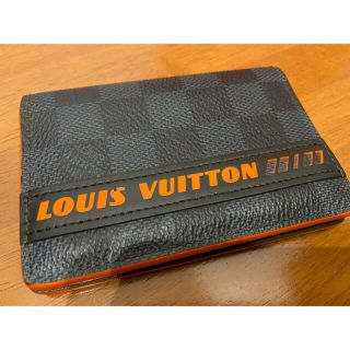 ルイヴィトン(LOUIS VUITTON)のLOUIS VUITTON 名刺入れ ネイビー ブラック オレンジ レザー(名刺入れ/定期入れ)