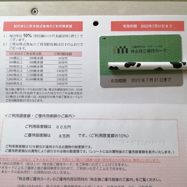 三越伊勢丹　優待カード　８０万円チケット