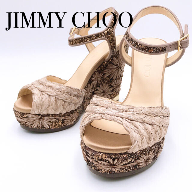 ジミーチュウ JIMMY CHOO 花柄 グリッター サンダル 23cm 未使用トリーバーチ