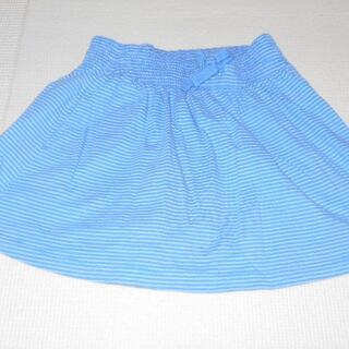 ユニクロ(UNIQLO)の衣類 キッズ Sサイズ(約110サイズ) スカート ボーダー柄 水色(スカート)